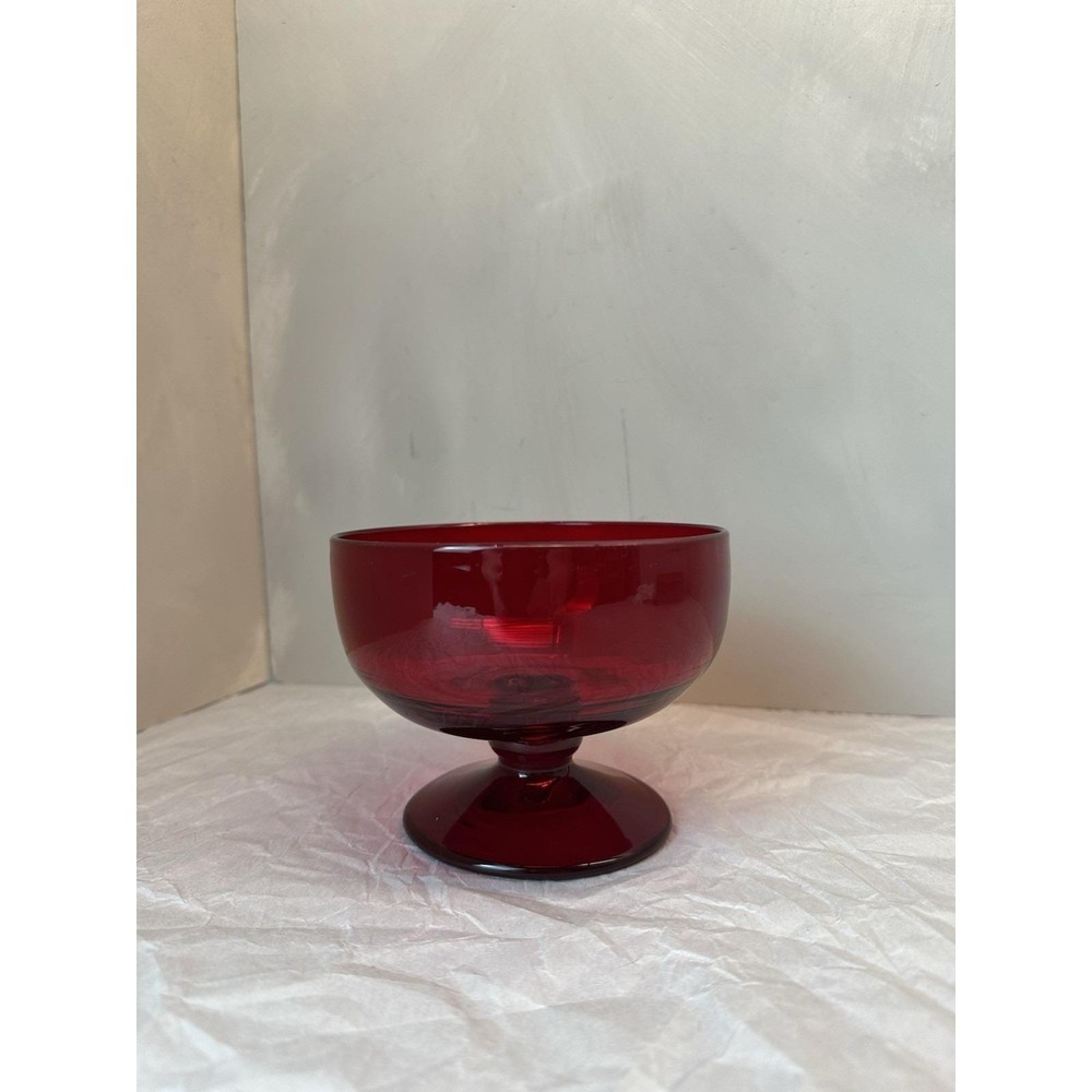 Ruby Red Glass Sherbet Dessert Bowl Footed Compote Serving Tableware 8.5"x3"